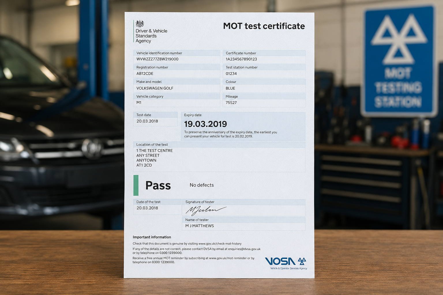 MOT testing